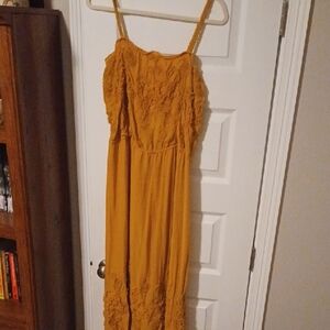 🌻 Mustard Lace High-Low Dress